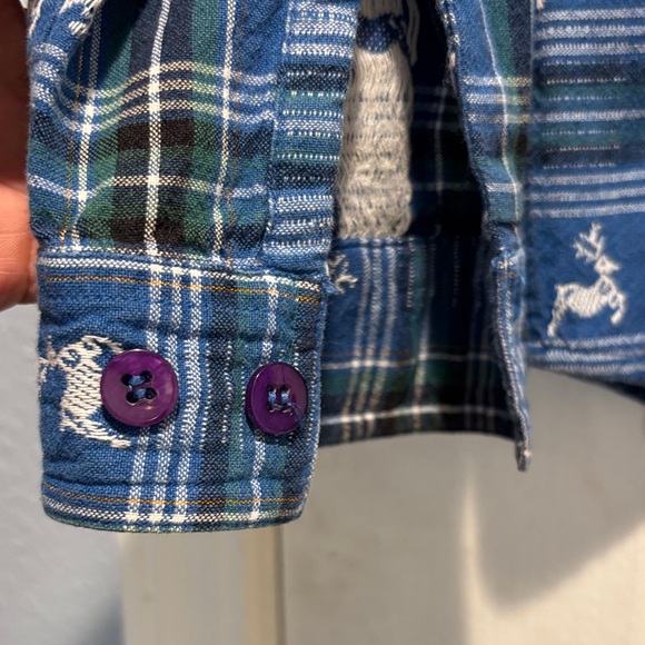 Cabin Creek | Vintage Blue Shirt | Cabincore Deer Cotton Flannel Petite Medium - Picture 5 of 11